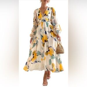 Yellow Watercolor Flowy Summer Dress